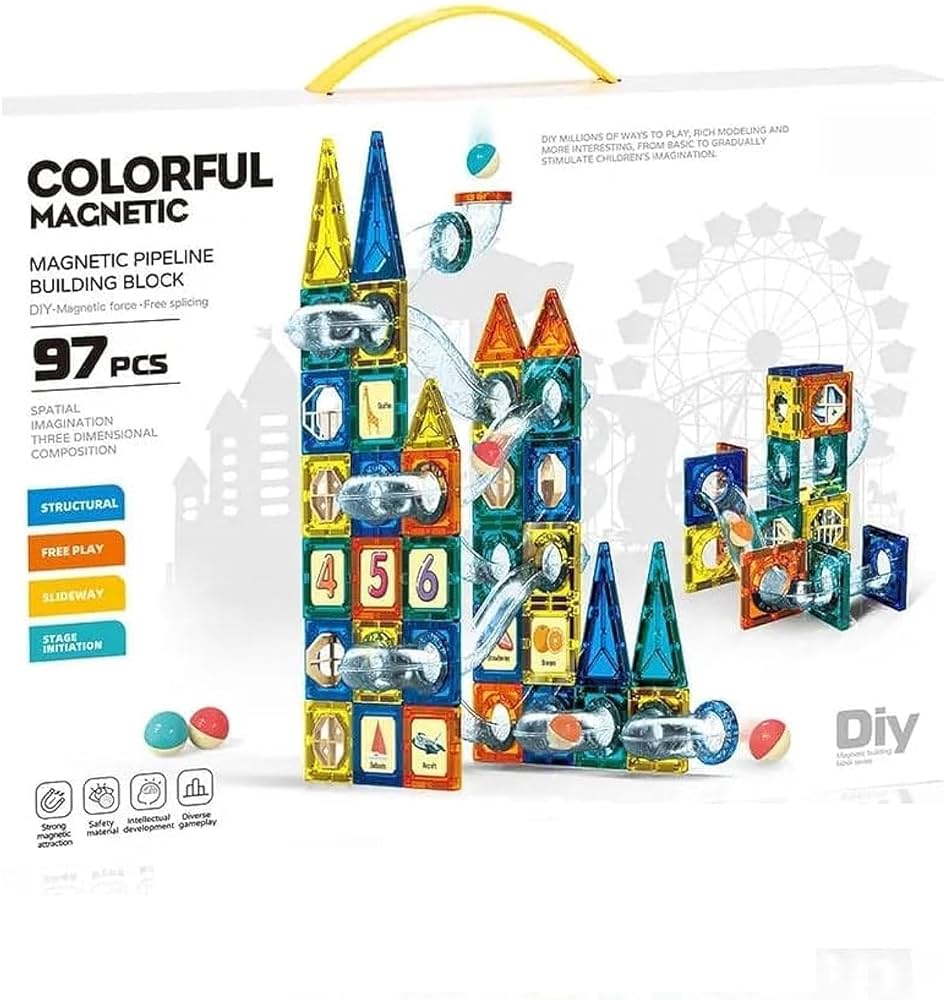 97 Piece Colorful Magnetic Pipeline Blocks