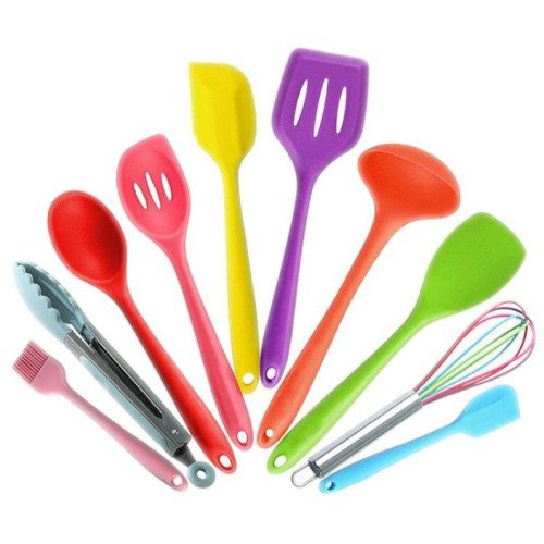 10 Piece Silicone Multi-color Utensil Set