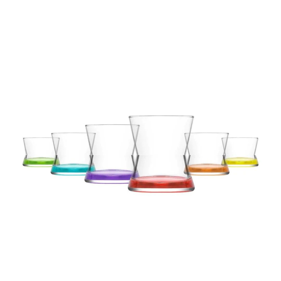 LAV 6 Piece 300ml Coral Coloured Based Whiskey Glass