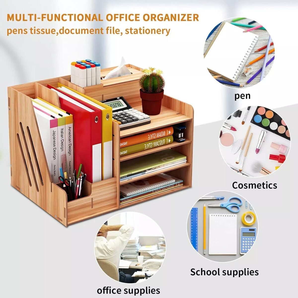 Mnm Box Deals | Wooden Desktop Stationary Organizer Wooden Desktop Stationary Organizer - Image 2