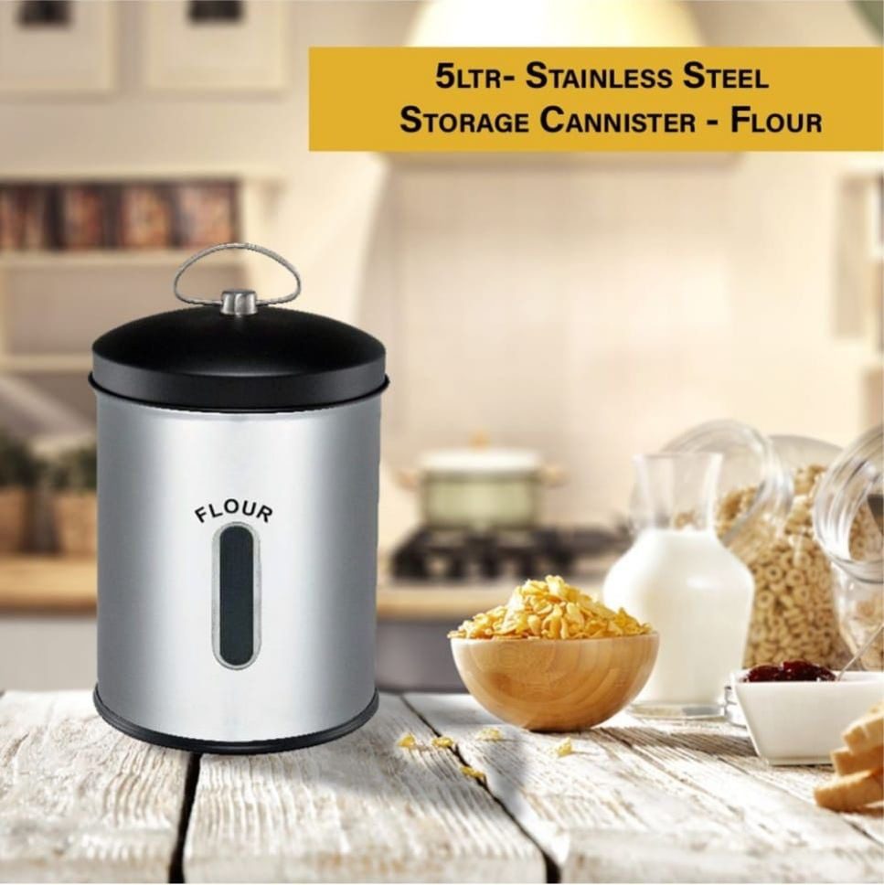 Mnm Box Deals | Stainless Steel 5Ltr Storage Canister-Flour Stainless Steel 5Ltr Storage Canister-Flour - Image 4
