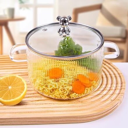 Borosilicate Ribbed Glass Pot
