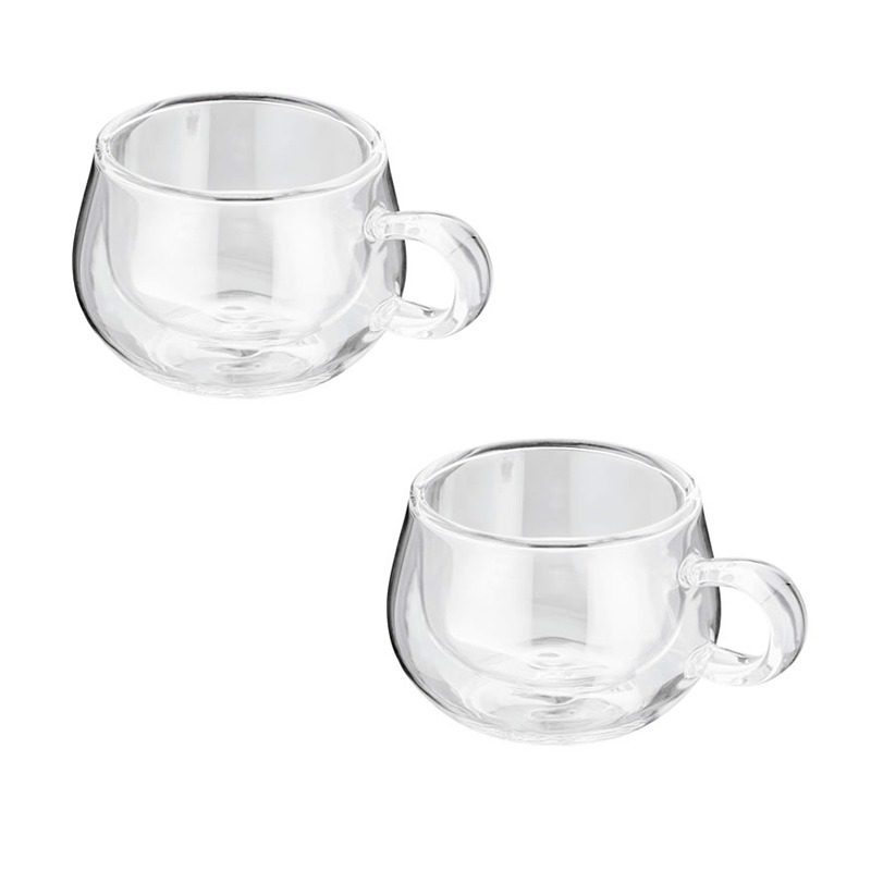 2 Piece Double Wall Glass Mugs 300ml
