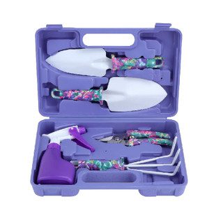 5 Piece Purple Floral Gardening Tool Set