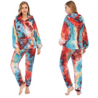 2 Piece Fleece Tie-Dye Hoodie PJ Set