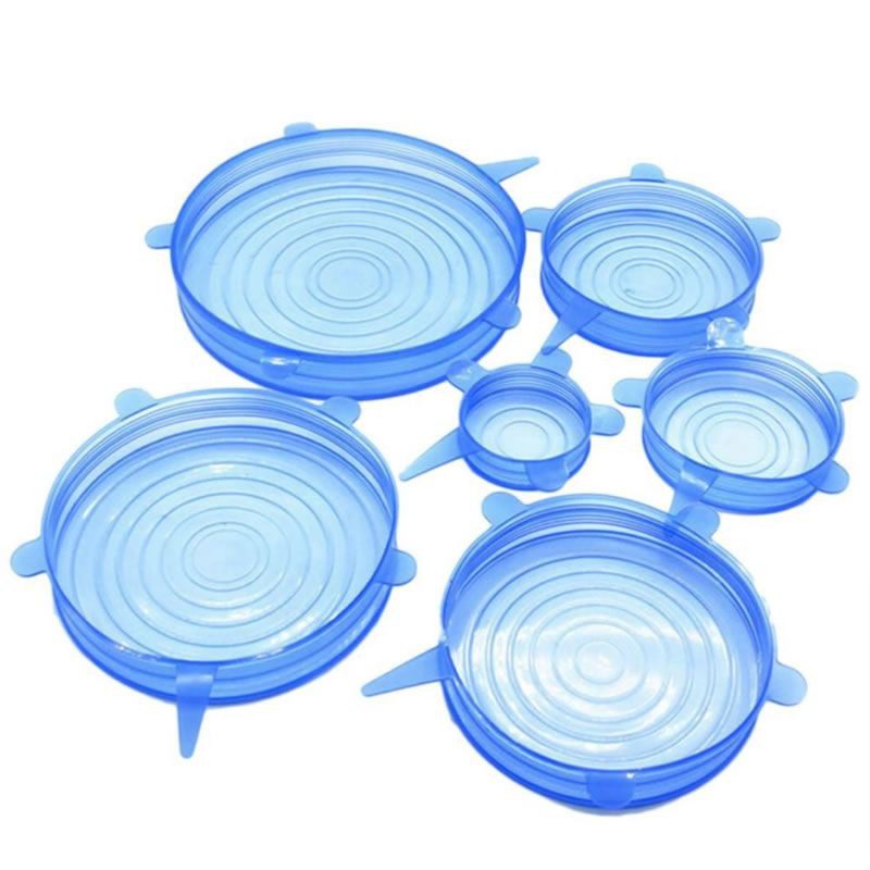 6 Piece Reusable Silicone Lids Food Covers