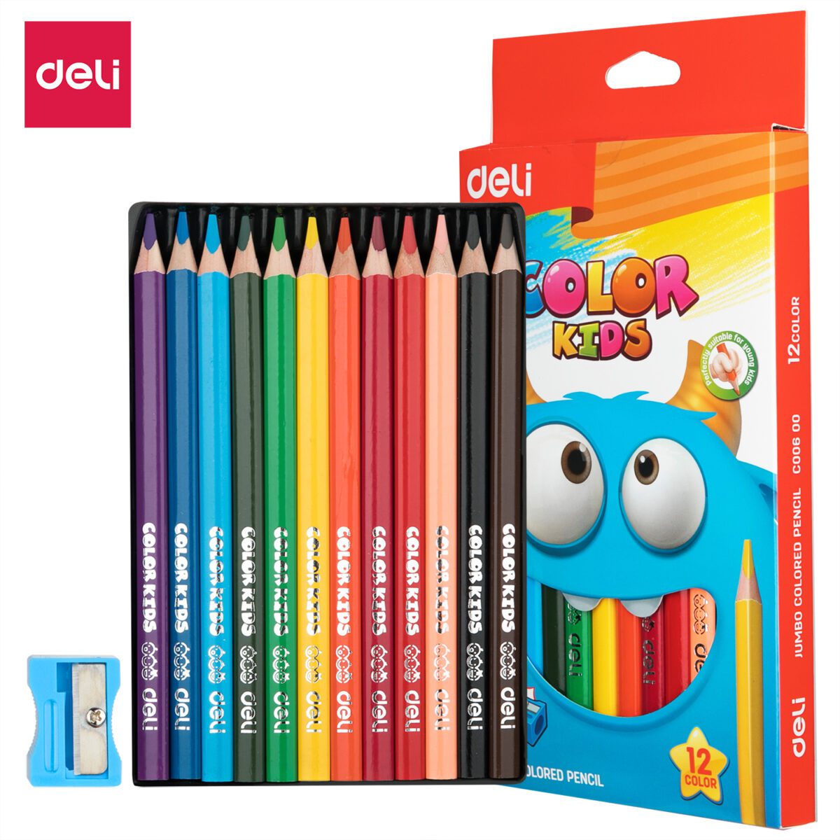 Mnm Box Deals | Deli Jumbo 12 Colored Pencil And Sharpener Deli Jumbo 12 Colored Pencil and Sharpener - Image 3