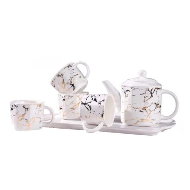 Waterware Ceramic Marble Tea Set