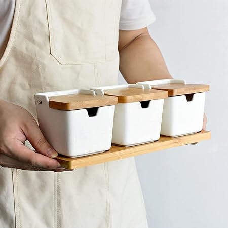 Mnm Box Deals | Ceramic Spice Rack With Bamboo Lids Ceramic Spice Rack with Bamboo Lids - Image 7
