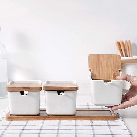 Mnm Box Deals | Ceramic Spice Rack With Bamboo Lids Ceramic Spice Rack with Bamboo Lids - Image 8