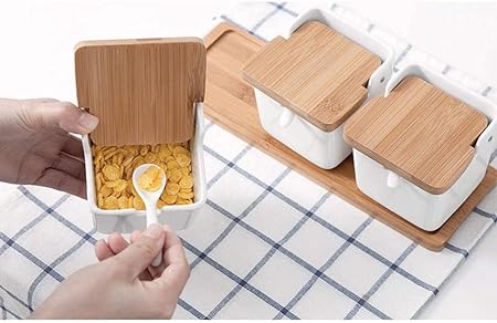 Mnm Box Deals | Ceramic Spice Rack With Bamboo Lids Ceramic Spice Rack with Bamboo Lids - Image 4