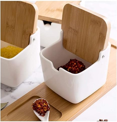 Mnm Box Deals | Ceramic Spice Rack With Bamboo Lids Ceramic Spice Rack with Bamboo Lids - Image 6