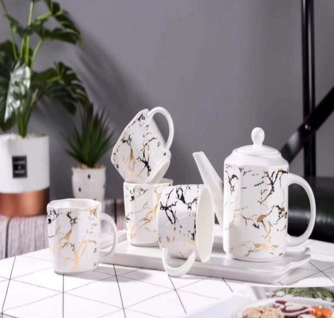 Mnm Box Deals | Waterware Ceramic Marble Tea Set Waterware Ceramic Marble Tea Set - Image 4