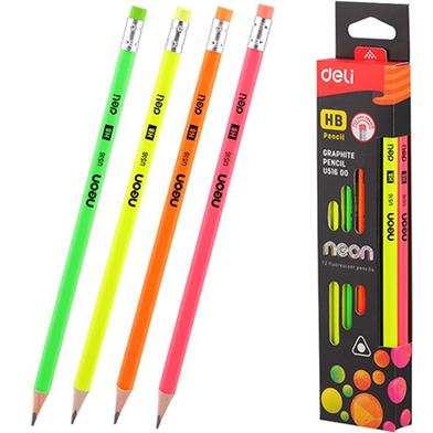 Deli Neon Fluorescent 12 Pieces HB Pencil