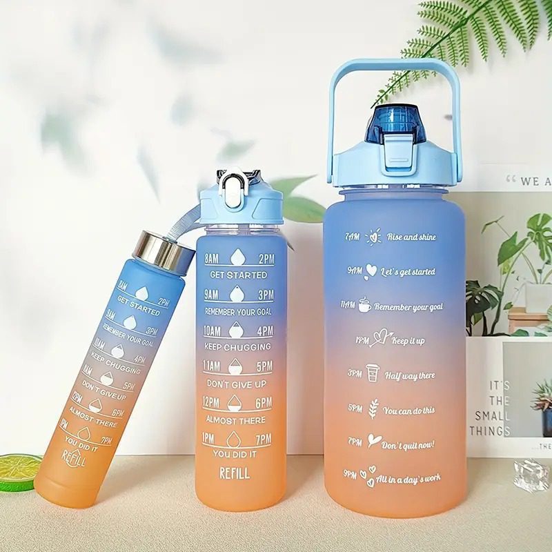 3 Piece 2 Tone Motivational Water Bottle