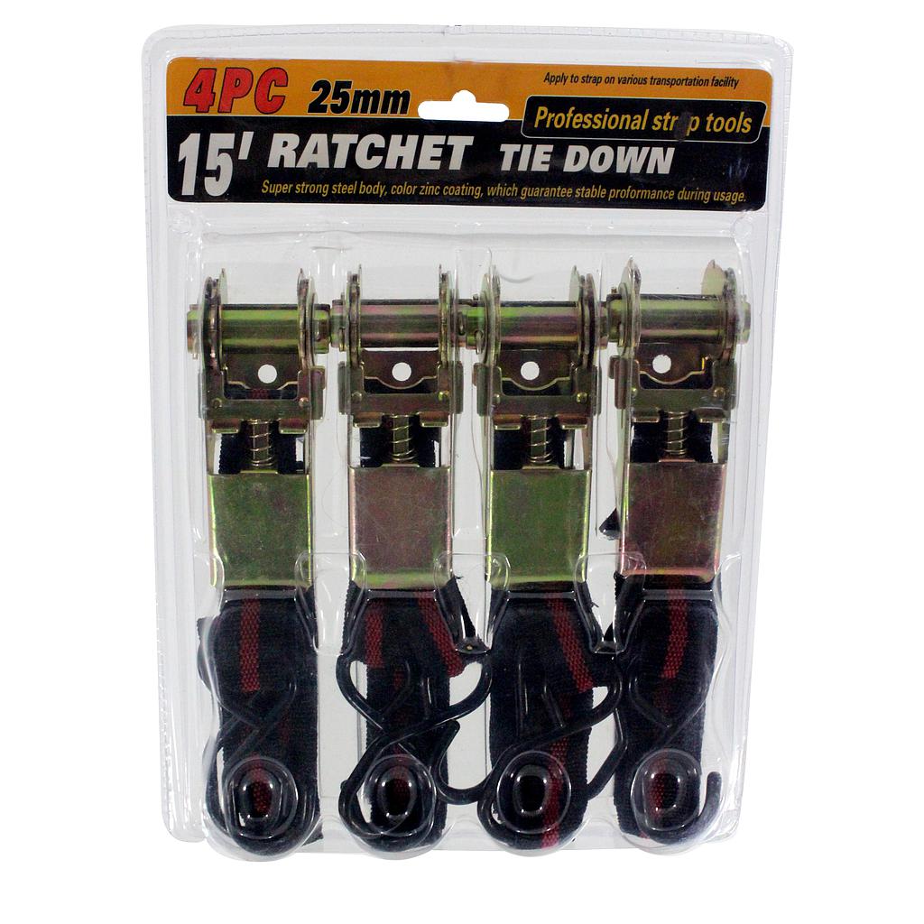 15" Ratchet Tie Down 4 Piece