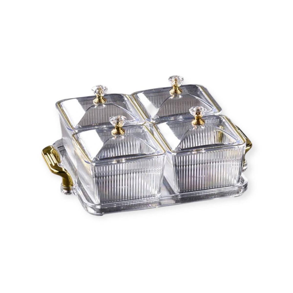 Acrylic Snack Storage Box with Tray 4 Division