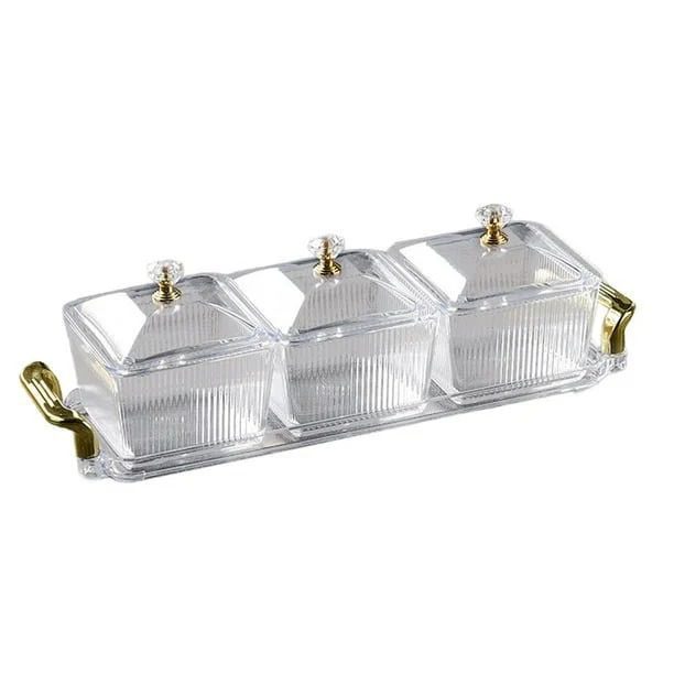 Acrylic Snack Storage Box with Tray 3 Division