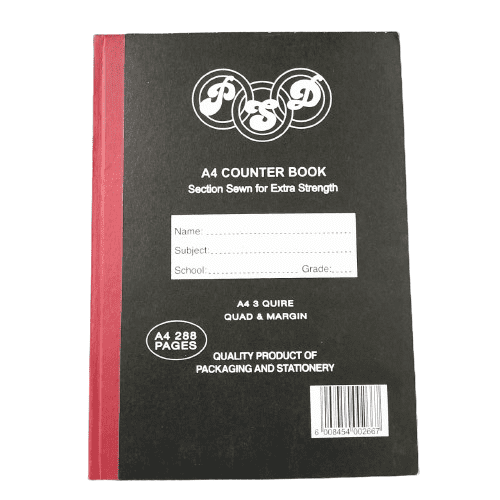 PSD Counter Book 3 Quire Quad A4-288 Pages