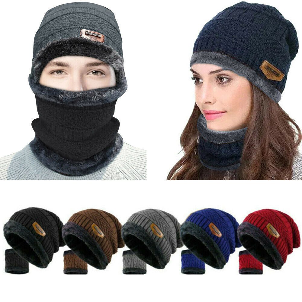 2 Piece Winter Beanie Wool Hat Set