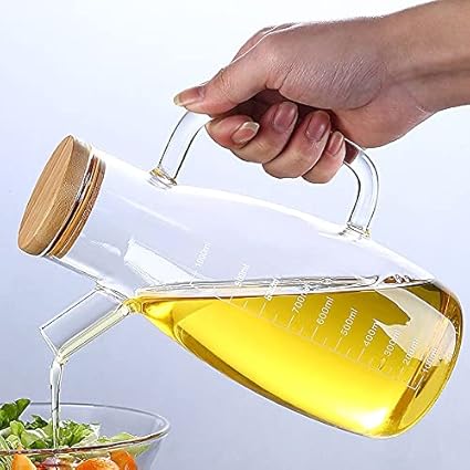 1L Borosilicate Oil Jug w/ Bamboo Lid