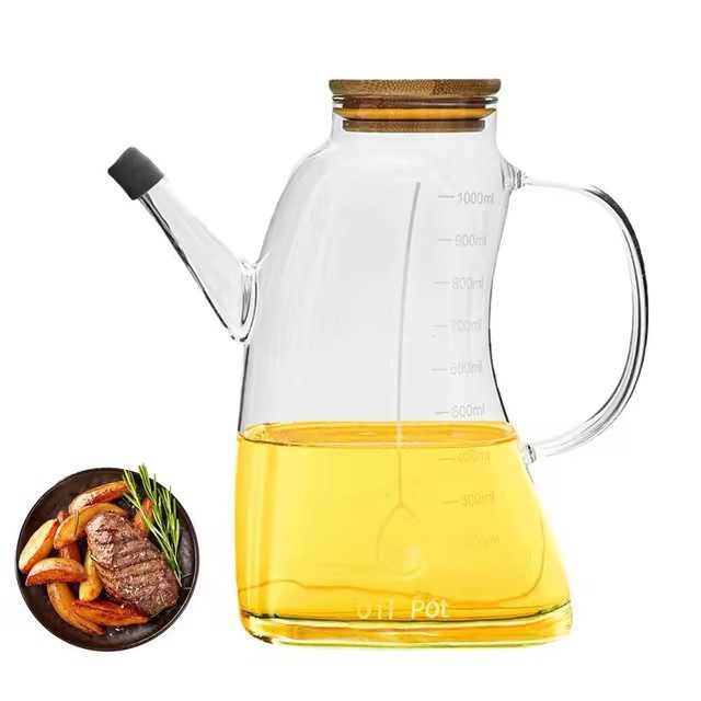 1L Borosilicate Oil Jug w/ Bamboo Lid