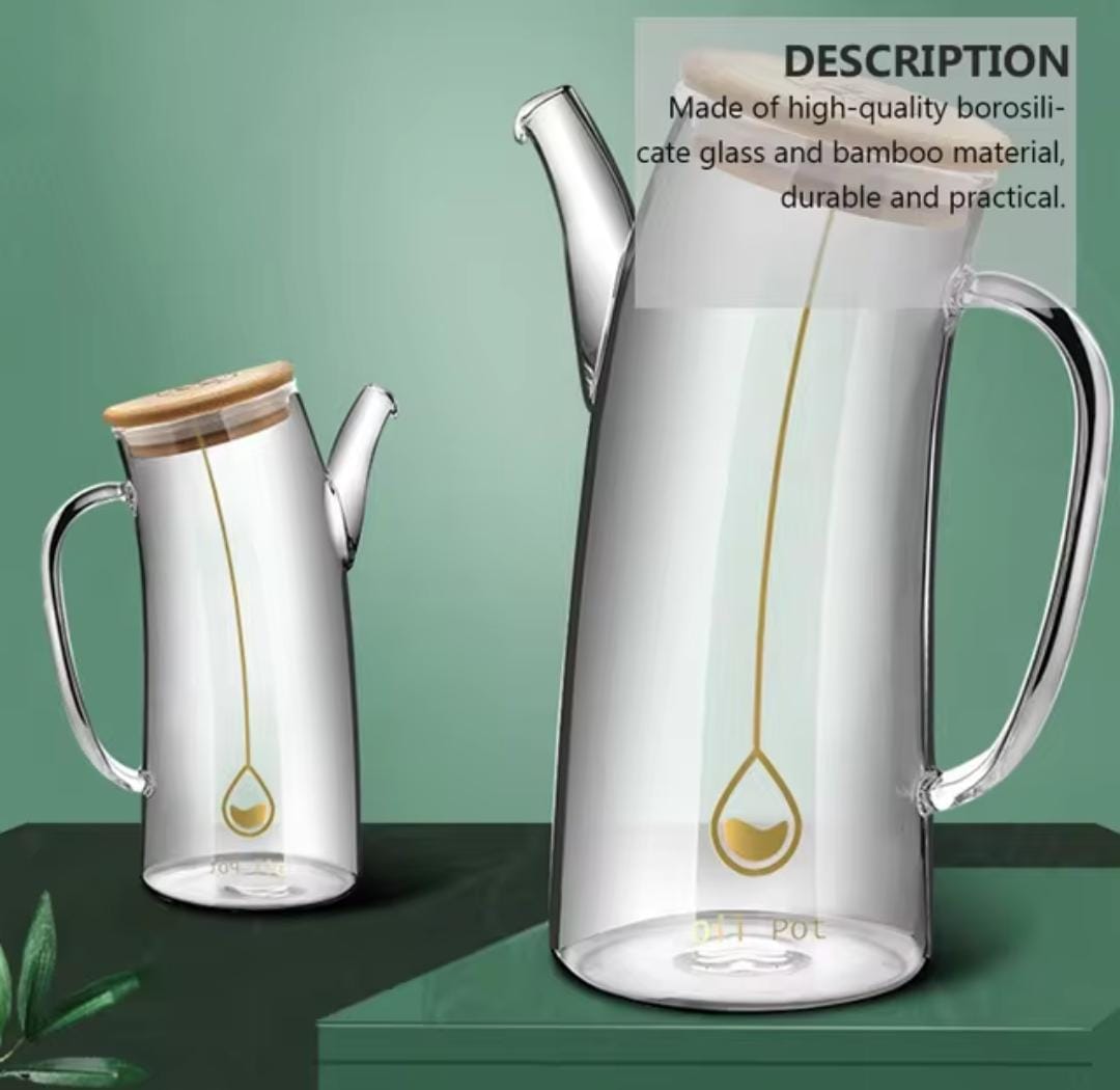 Mnm Box Deals | 1L Borosilicate Oil Jug W/ Bamboo Lid 1L Borosilicate Oil Jug w/ Bamboo Lid - Image 3
