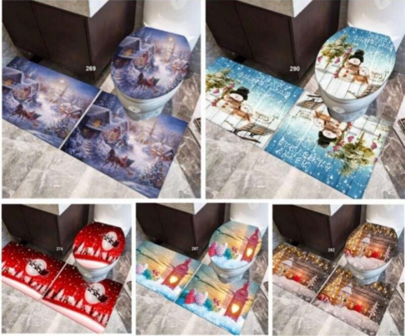 3 Piece Christmas Bathroom Mats