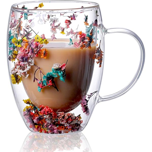 Double Wall Cute Flower Mug 350ml