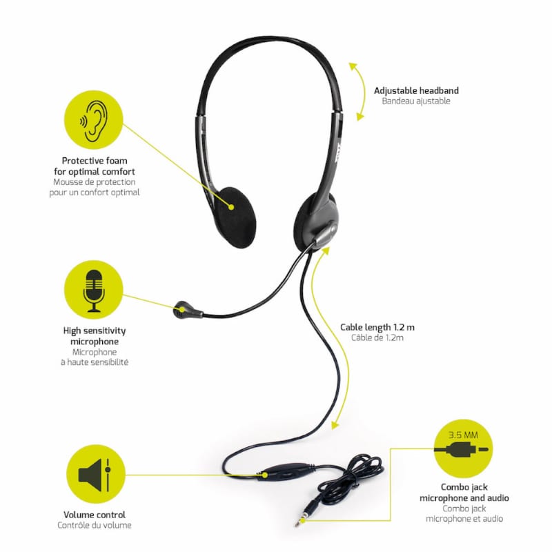 Mnm Box Deals | Port Stereo Headset With Mic With 1.2M Cable|1 X 3.5Mm|Volume Controller - Black Port Stereo Headset with Mic with 1.2m Cable|1 x 3.5mm|Volume Controller - Black - Image 5