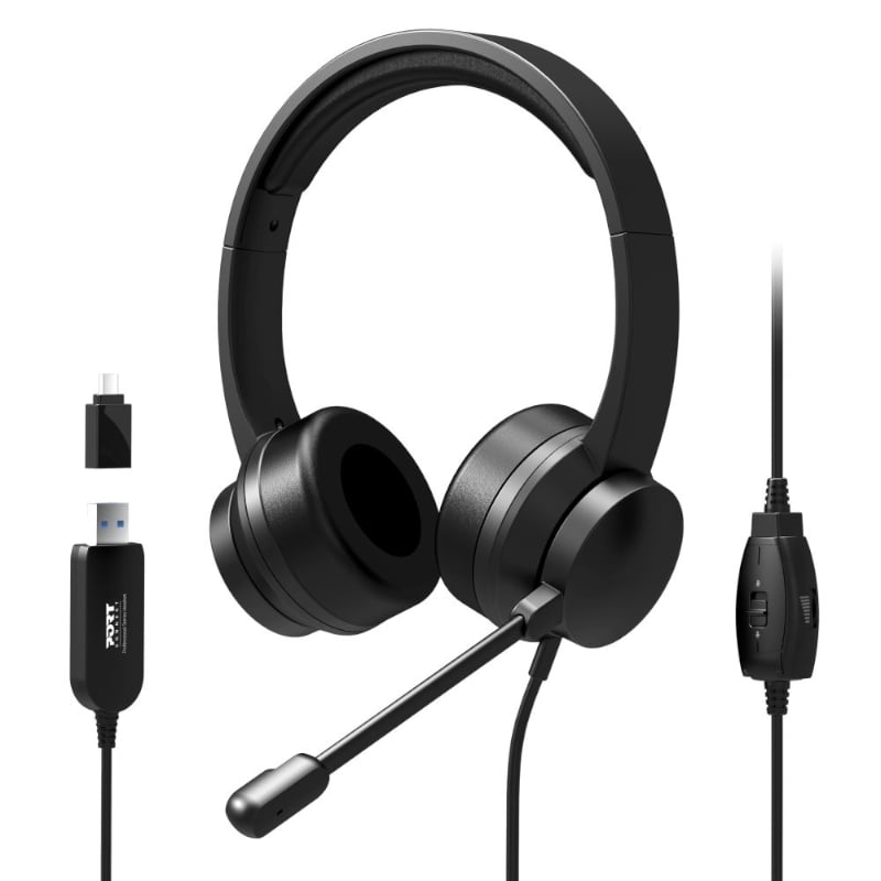 Mnm Box Deals | Port Connect Usb Headset 1.8M Cable With Mic And Padded/Soft Cushions Black Port Connect USB Headset 1.8m Cable with Mic and Padded/Soft Cushions Black - Image 5