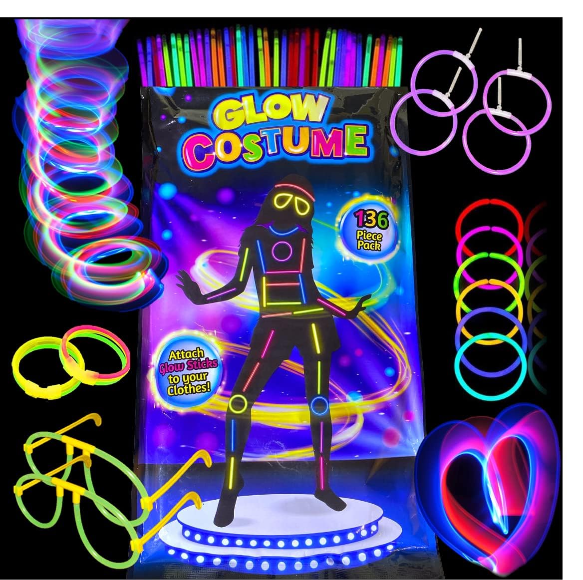 136 Piece Glow Stick Costume