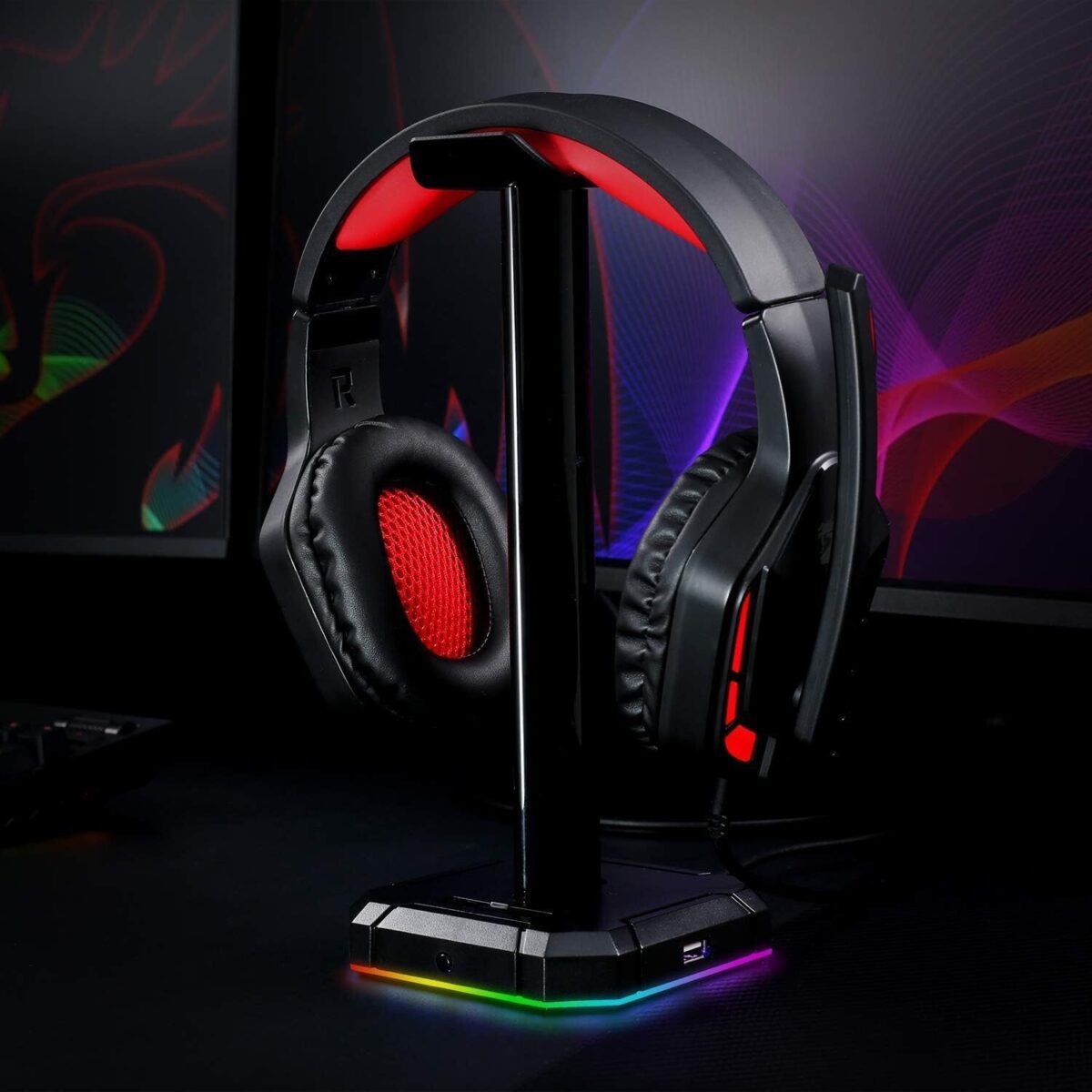 Mnm Box Deals | Redragon Ha300 Scepter Pro Rgb Headset Stand With Usb Hub (4 X Usb 2.0, Rgb Lighting) Redragon HA300 Scepter Pro RGB Headset Stand with USB Hub (4 x USB 2.0, RGB Lighting) - Image 5