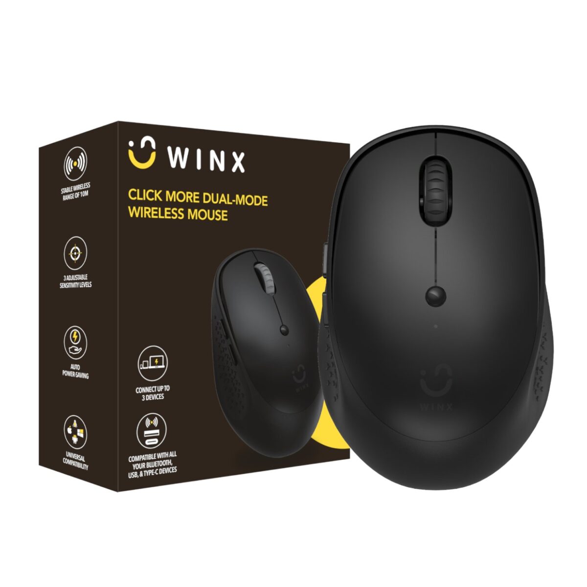 Mnm Box Deals | Winx Click More Dual-Mode Wireless Mouse - Black WINX CLICK More Dual-Mode Wireless Mouse - Black