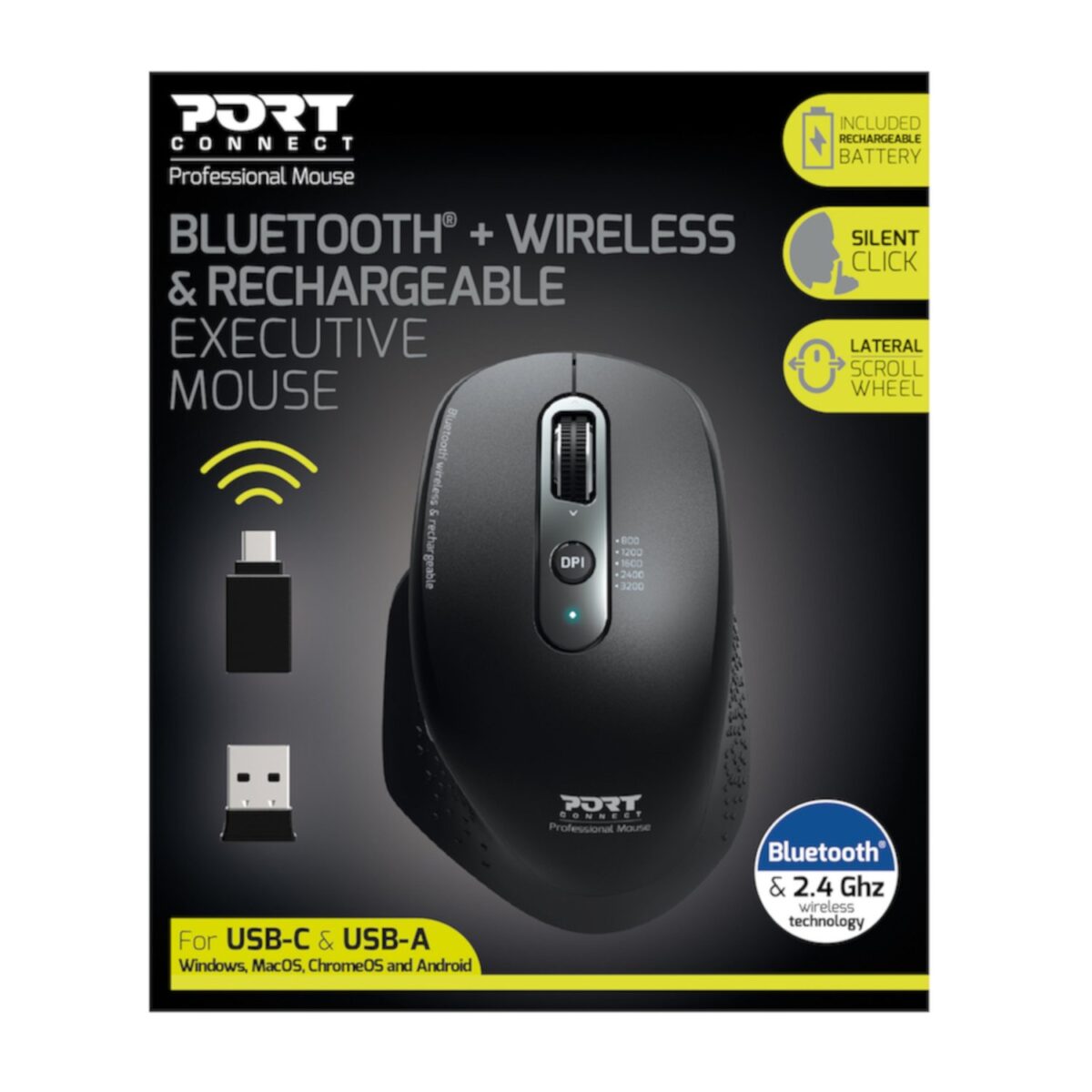Mnm Box Deals | Port Connect Bluetooth Wireless And Rechargeable Executive Mouse - Black Port Connect Bluetooth Wireless and Rechargeable Executive Mouse - Black - Image 4