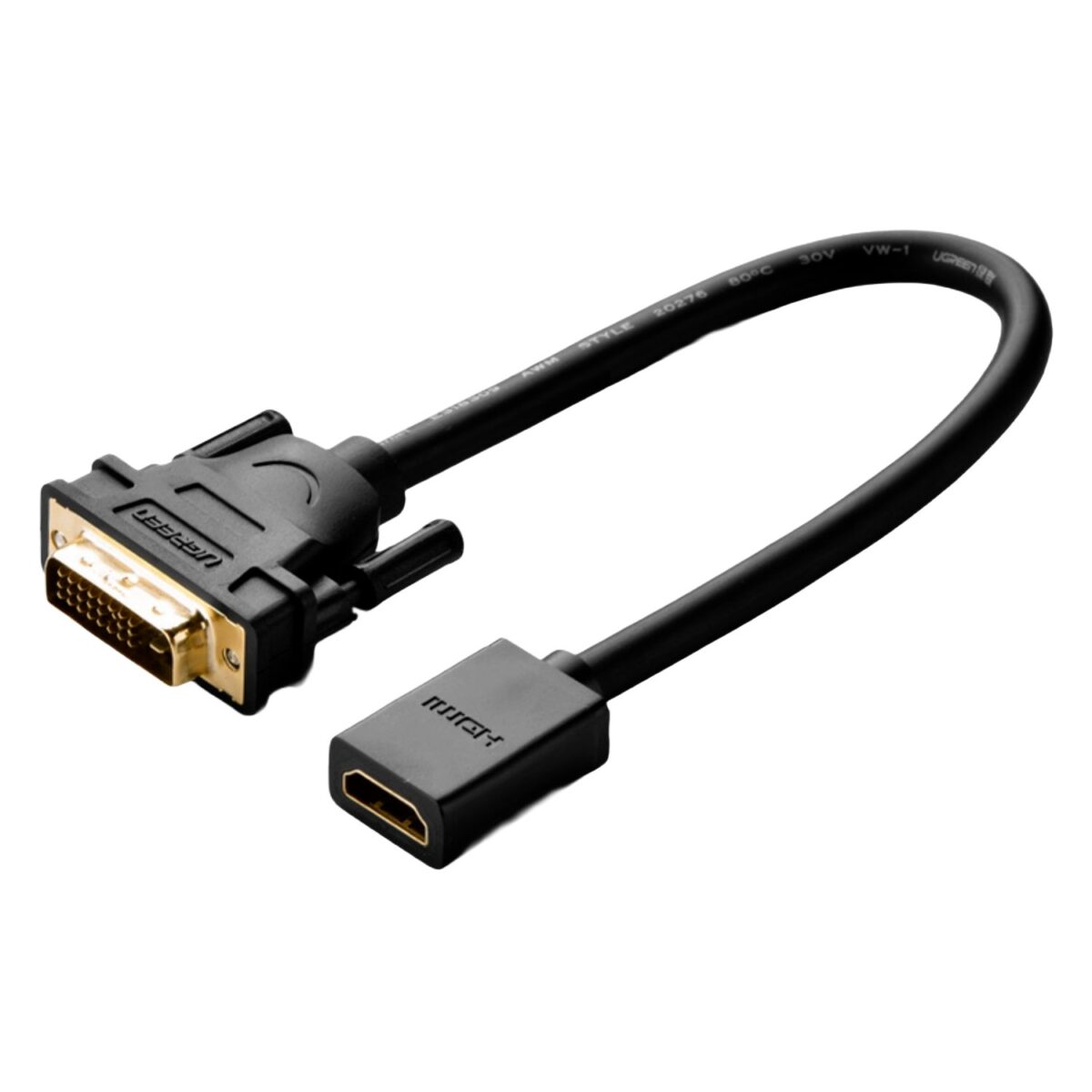 Mnm Box Deals | Ugreen Dvi To Hdmi Cable Adapter 15Cm | Male To Female | 1080P Full Hd – Black UGREEN DVI to HDMI Cable Adapter 15cm | Male to Female | 1080p Full HD – Black - Image 2