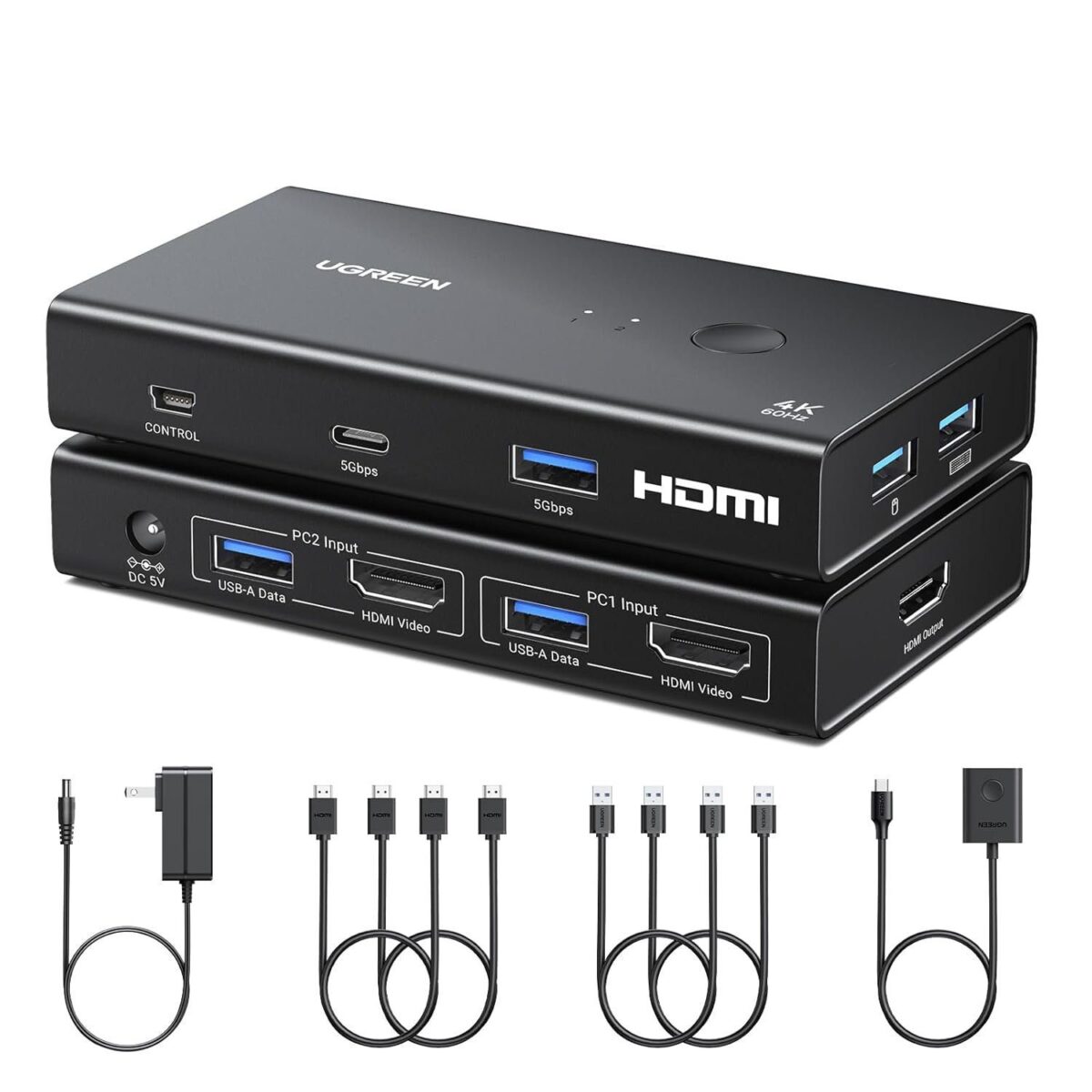 Mnm Box Deals | Ugreen 2-In-1 Hdmi Kvm Switch 4 Usb Ports 4K@60Hz–Black UGREEN 2-In-1 HDMI KVM Switch 4 USB Ports 4K@60Hz–Black