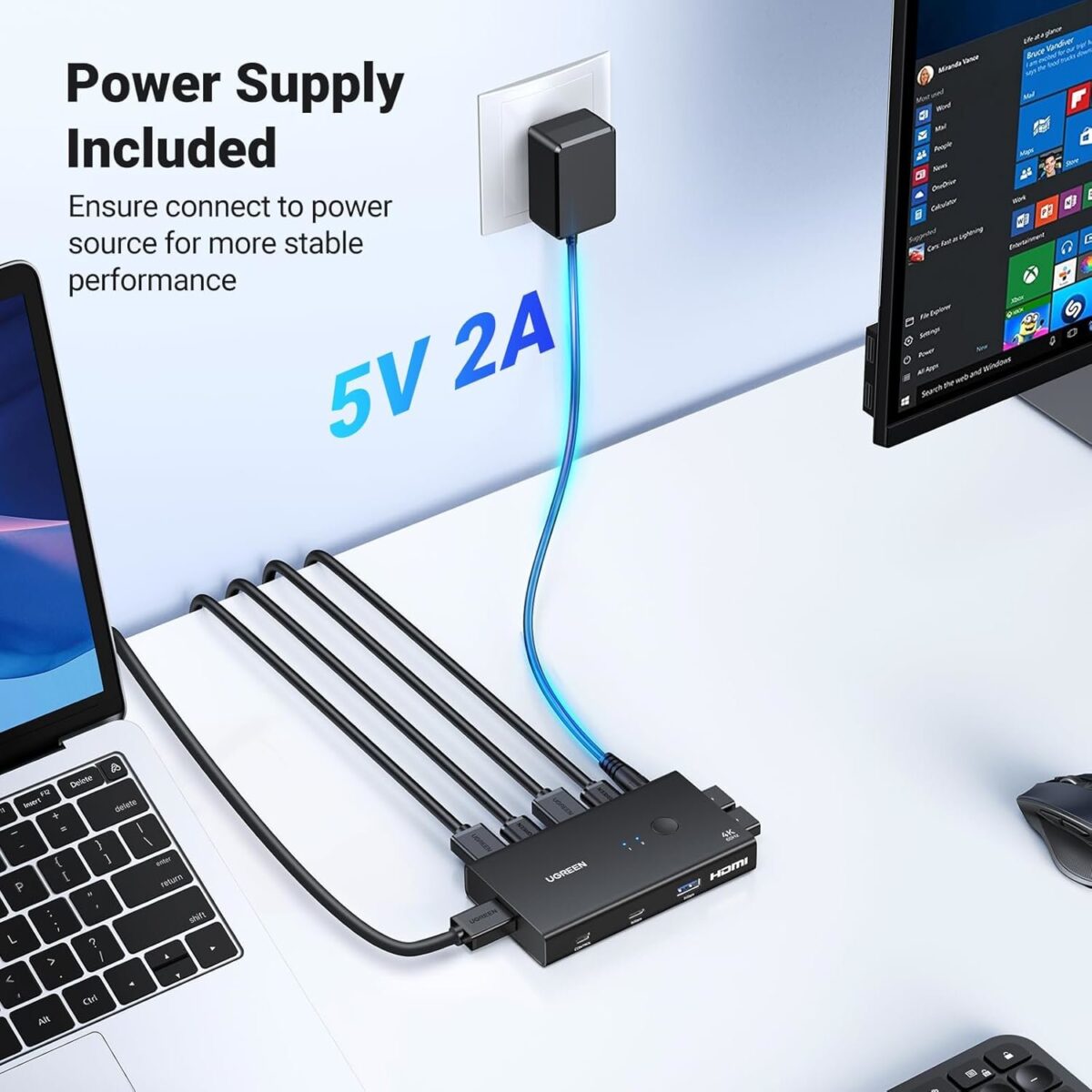 Mnm Box Deals | Ugreen 2-In-1 Hdmi Kvm Switch 4 Usb Ports 4K@60Hz–Black UGREEN 2-In-1 HDMI KVM Switch 4 USB Ports 4K@60Hz–Black - Image 3