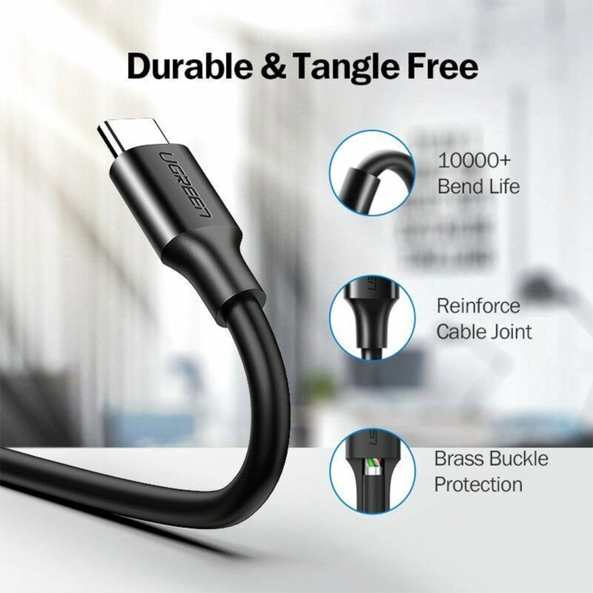 Mnm Box Deals | Ugreen Type-C To Usb 3.0 Cable 1M – Fast Charging 3A, 5Gbps Sync – Black UGREEN Type-C to USB 3.0 Cable 1m – Fast Charging 3A, 5Gbps Sync – Black - Image 3