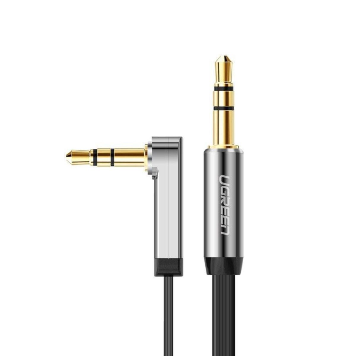 Mnm Box Deals | Ugreen Av119 Right-Angled 3.5Mm Flat Aux Cable 1.5M - Black/Silver UGREEN AV119 Right-angled 3.5mm Flat Aux Cable 1.5m - Black/Silver - Image 2