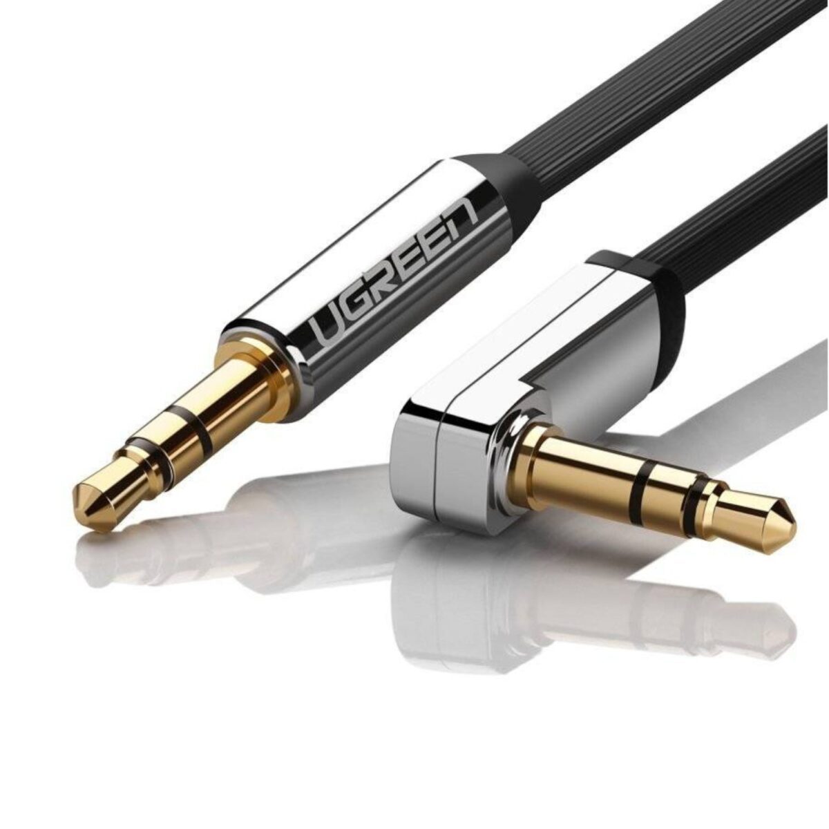 Mnm Box Deals | Ugreen Av119 Right-Angled 3.5Mm Flat Aux Cable 2M - Black/Silver UGREEN AV119 Right-angled 3.5mm Flat Aux Cable 2m - Black/Silver - Image 3