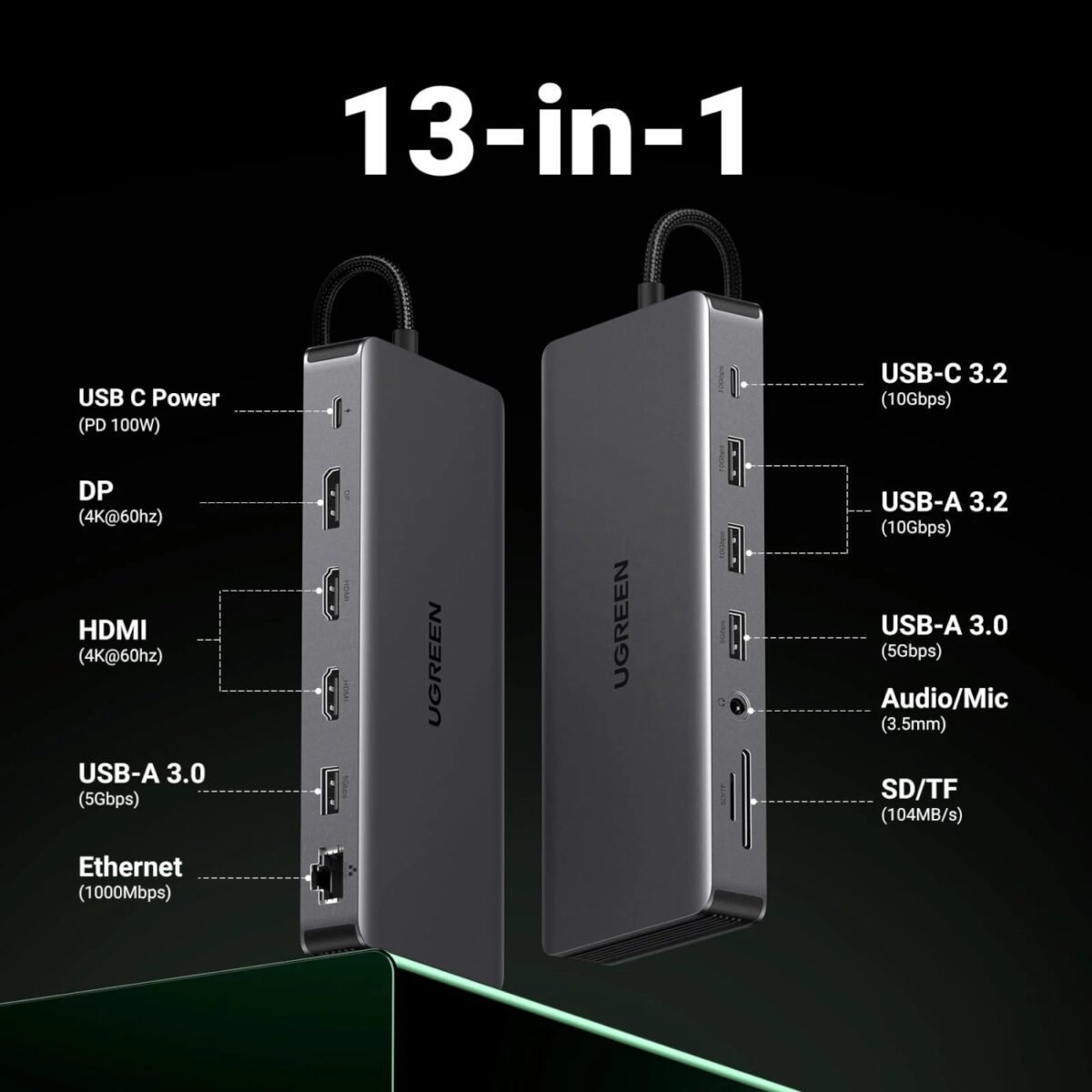 Mnm Box Deals | Ugreen Cm681 Revodok Pro 13-In-1 Usb Type-C Hdmi And Displayport Docking Station UGREEN CM681 Revodok Pro 13-in-1 USB Type-C HDMI and DisplayPort Docking Station - Image 5