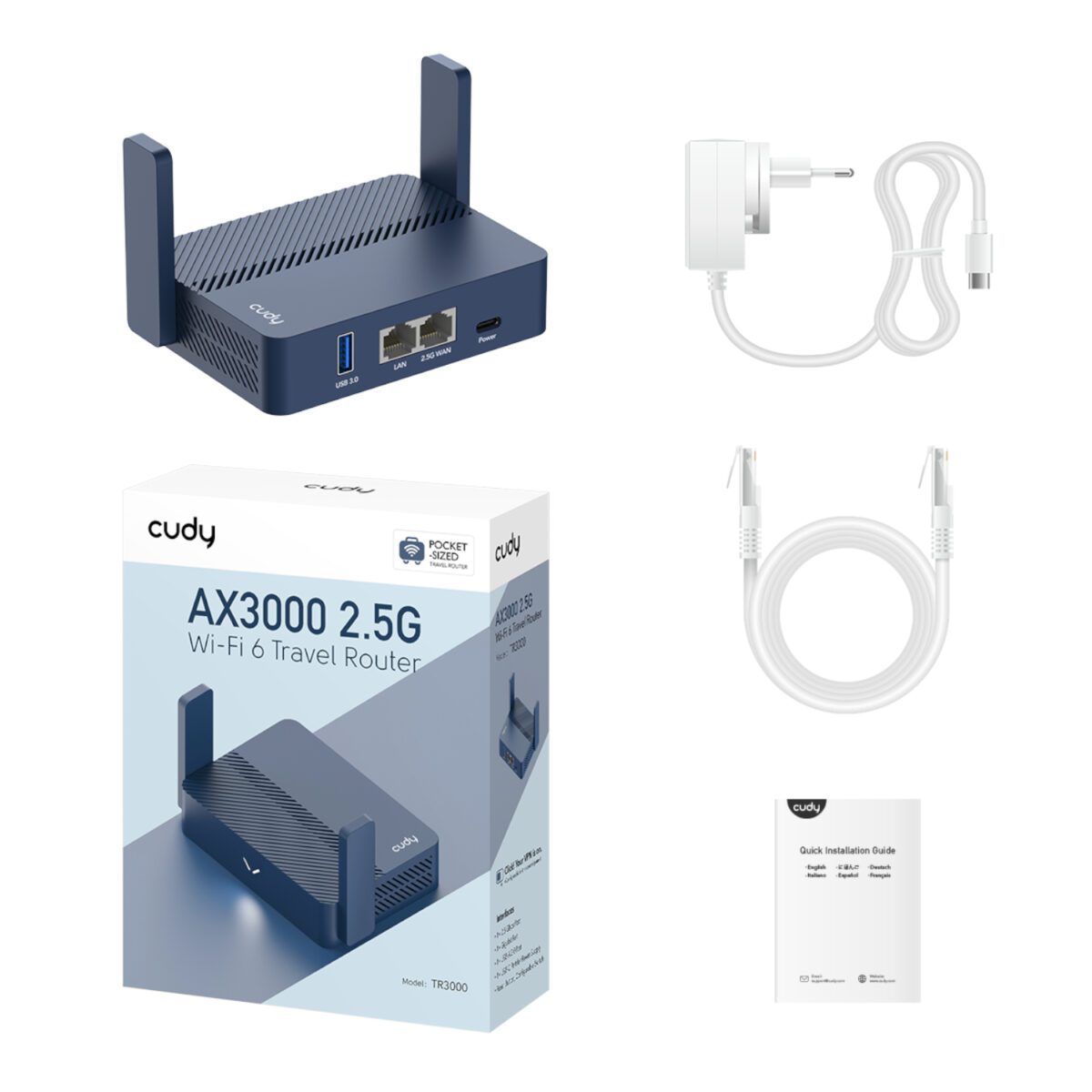 Mnm Box Deals | Cudy Ax3000 2.5G Wi-Fi 6 Mini Vpn Travel Router - Navy Blue Cudy AX3000 2.5G Wi-Fi 6 Mini VPN Travel Router - Navy Blue - Image 5
