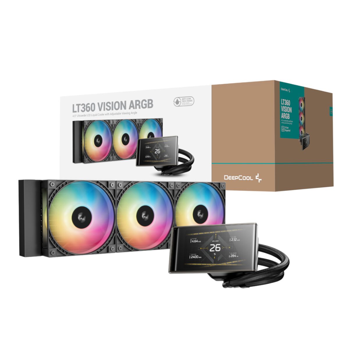 Mnm Box Deals | Deepcool Lt360 Vision Argb 4.5&Quot; Lcd All-In-One Cpu Liquid Cooler - Black DeepCool LT360 VISION ARGB 4.5" LCD All-in-one CPU Liquid Cooler - Black