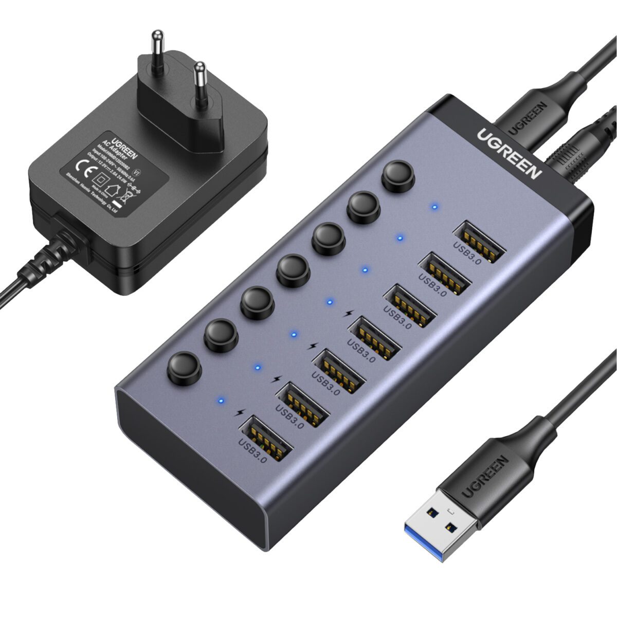 Mnm Box Deals | Ugreen 7 In 1 Usb 3.0 Hub-Grey UGREEN 7 in 1 USB 3.0 Hub-Grey