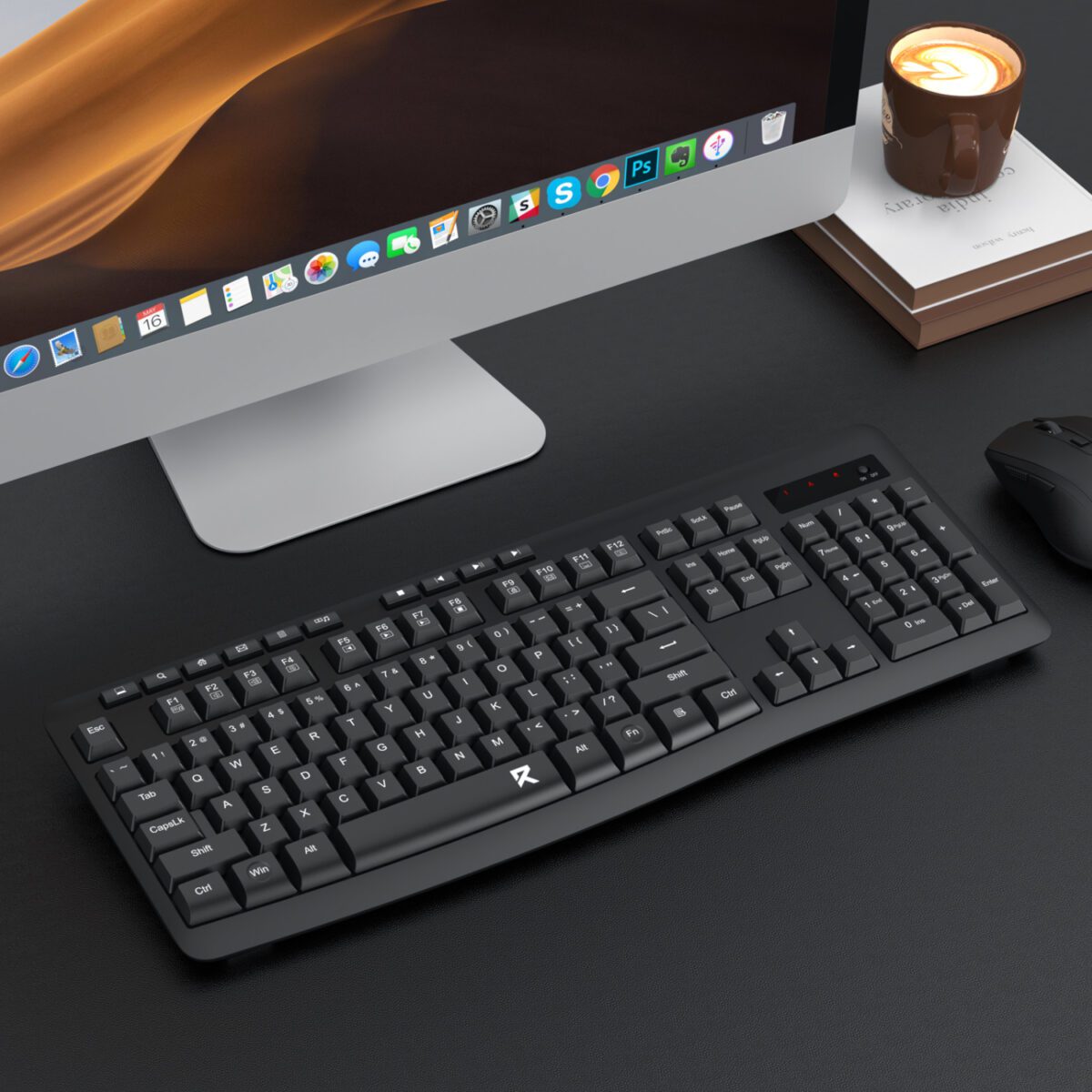 Mnm Box Deals | Redragon Bk-7367 Full-Size Ergonomic Wireless Membrane Office Keyboard - Black Redragon BK-7367 Full-size Ergonomic Wireless Membrane Office Keyboard - Black - Image 6