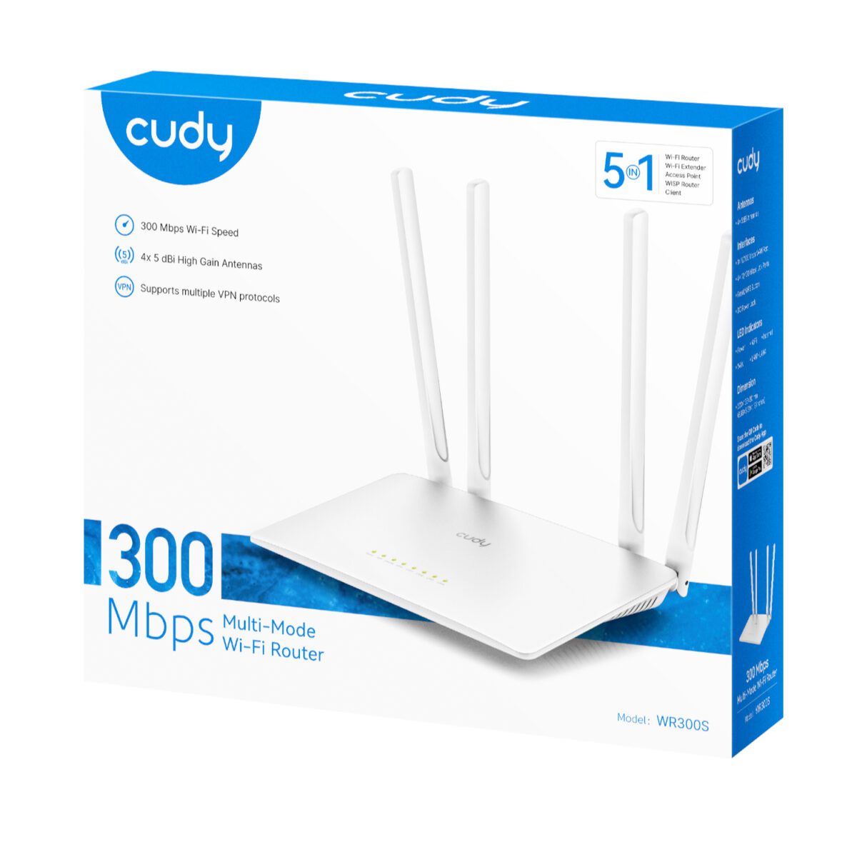 Mnm Box Deals | Cudy Wr300S 300Mbps 5-Port Wi-Fi 4 Router – White Cudy WR300S 300Mbps 5-Port Wi-Fi 4 Router – White - Image 5