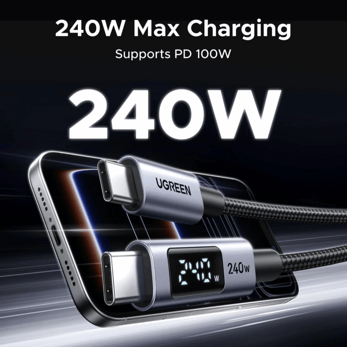 Mnm Box Deals | Ugreen 240W Usb Type-C Cable With Led Display 1M UGREEN 240W USB Type-C Cable with LED Display 1M - Image 6