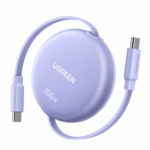 MnM Box Deals | UGREEN 100W Fast Charging Retractable USB Type-C Cable 1M - Purple