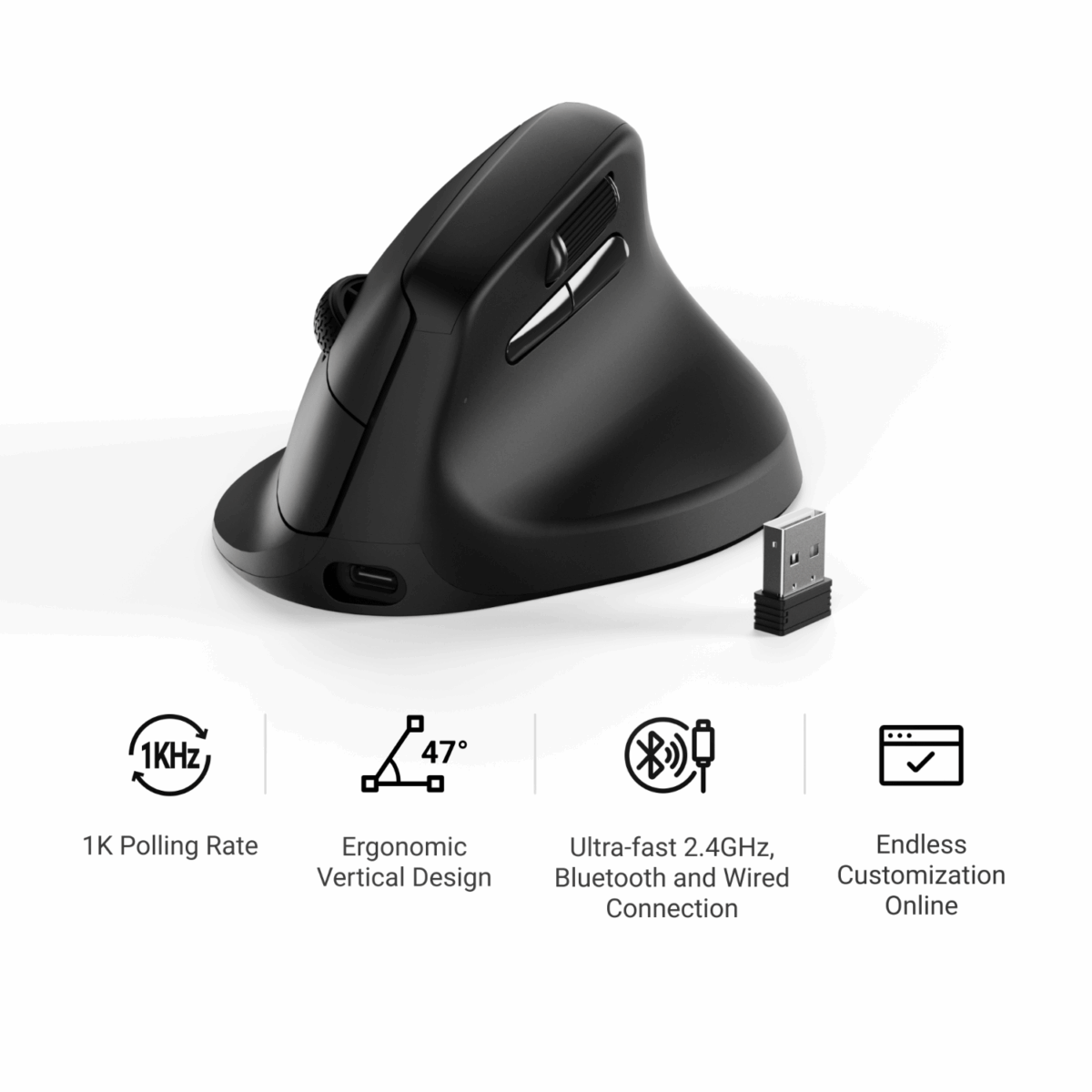 Mnm Box Deals | Keychron M5-A29 1K Wireless Mouse (Bt/2.4Ghz/Wired) - Black Keychron M5-A29 1K Wireless Mouse (BT/2.4GHz/Wired) - Black - Image 6